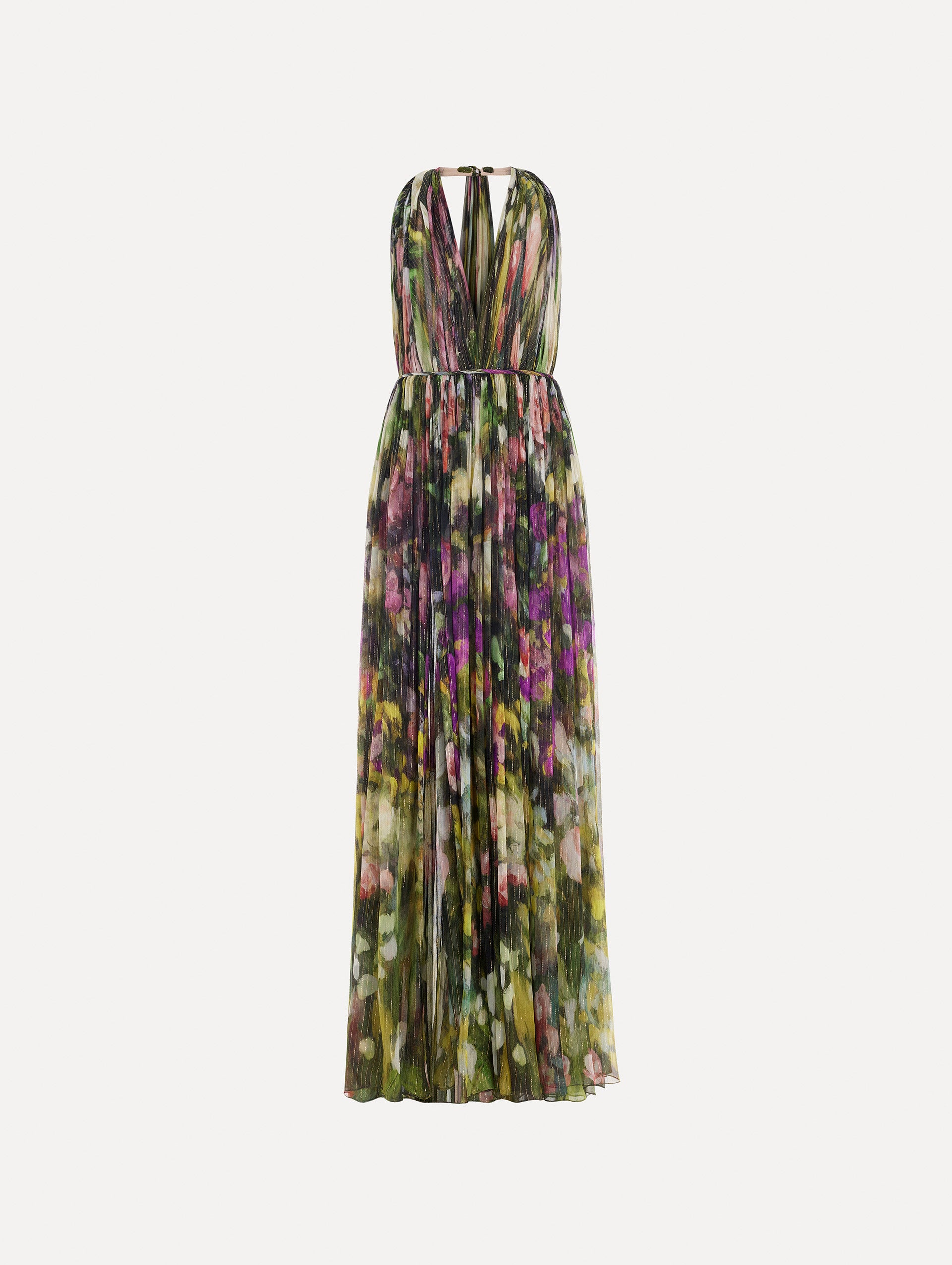 Sleeveless Abstract Landscape Chiffon Gown