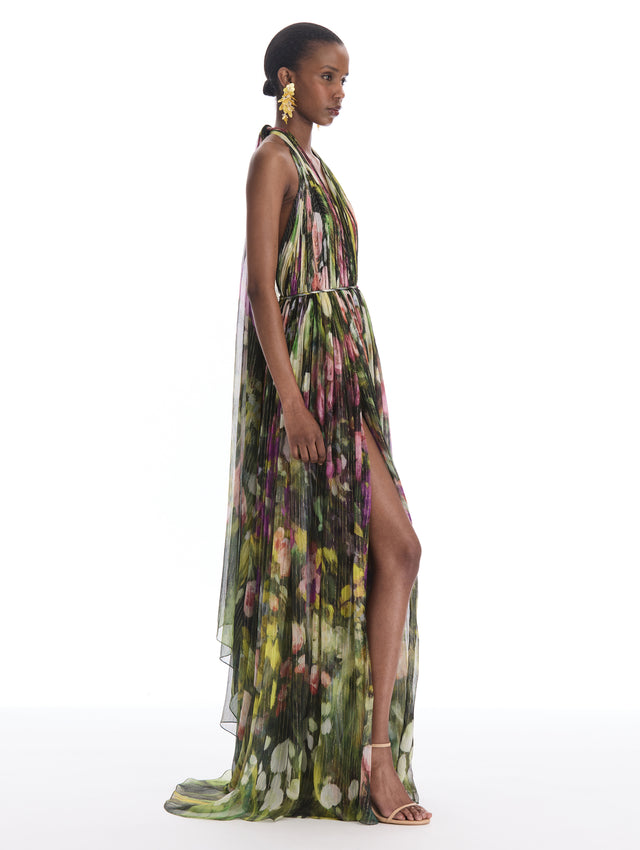 Abstract Garden Chiffon Gown