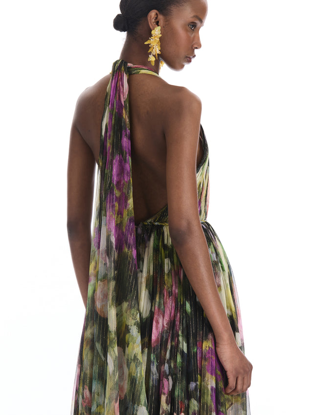 Abstract Garden Chiffon Gown
