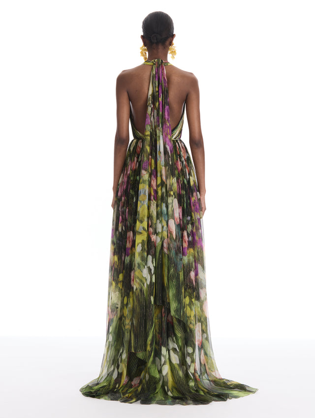 Abstract Garden Chiffon Gown