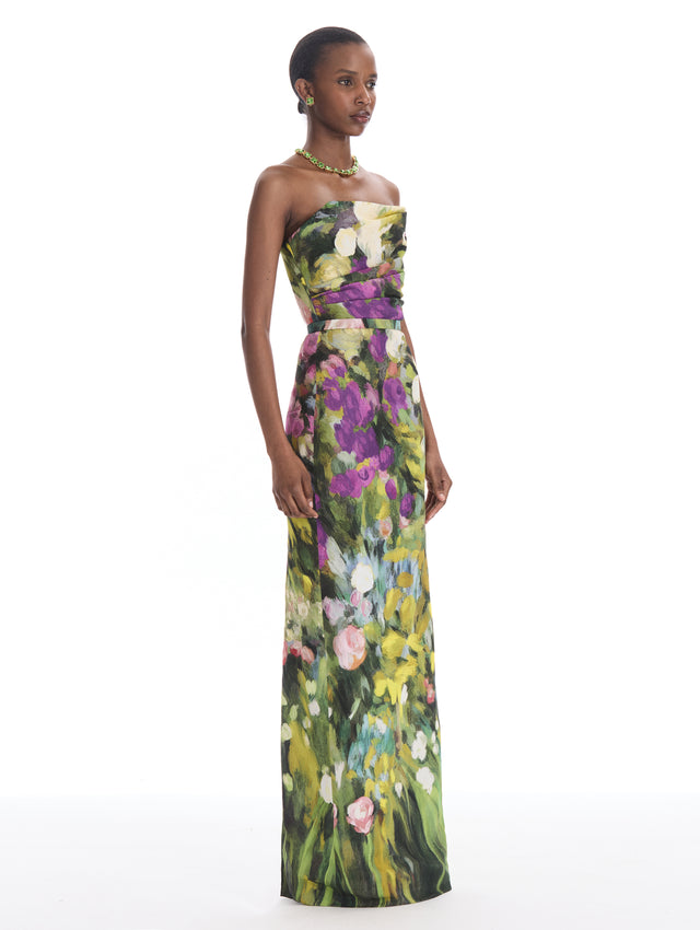 Abstract Garden Faille Gown