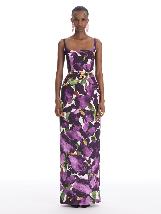 Watercolor Iris Faille Gown