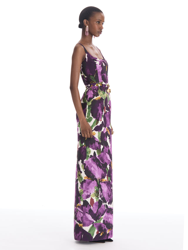 Watercolor Iris Faille Gown