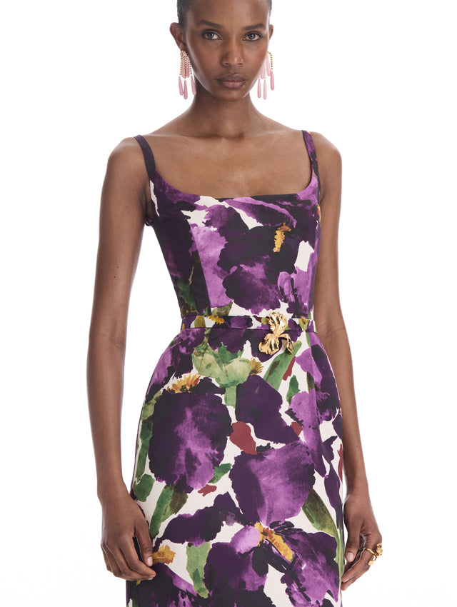 Watercolor Iris Faille Gown