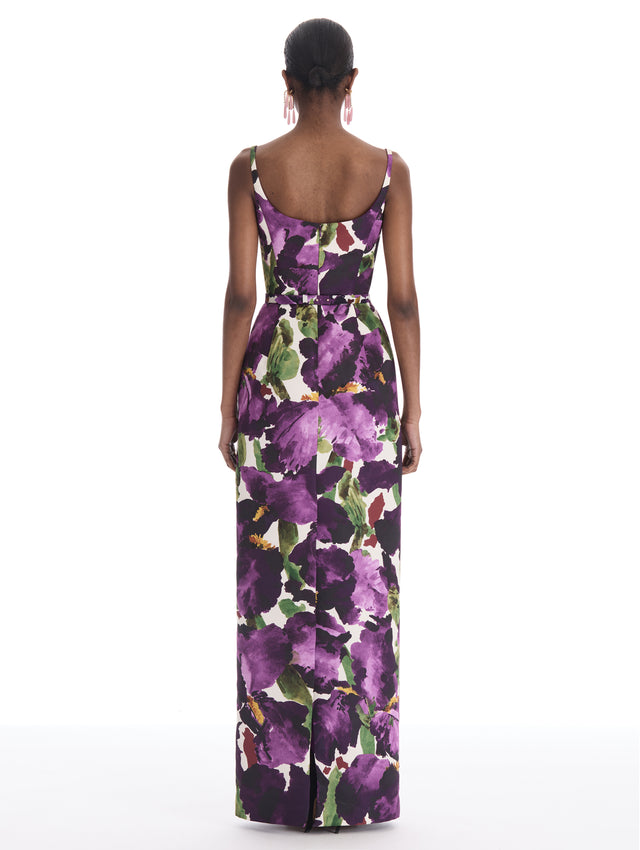 Watercolor Iris Faille Gown