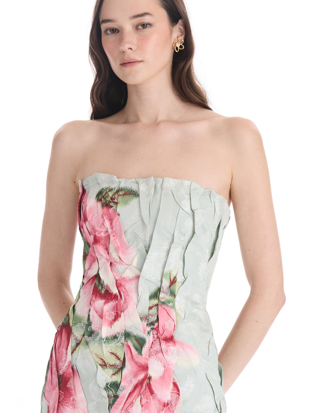 Floral Chiné Jacquard Column Gown
