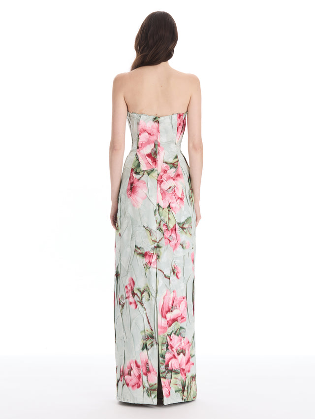 Floral Chiné Jacquard Column Gown
