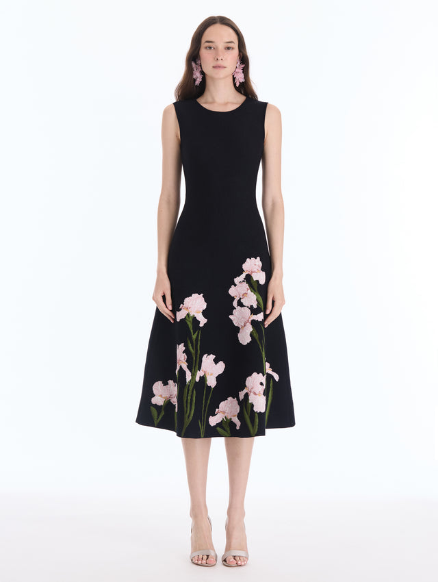 Floral Appliqué Jacquard Dress