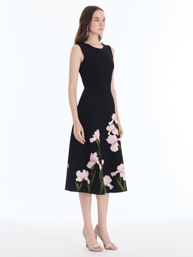 Floral Appliqué Jacquard Dress