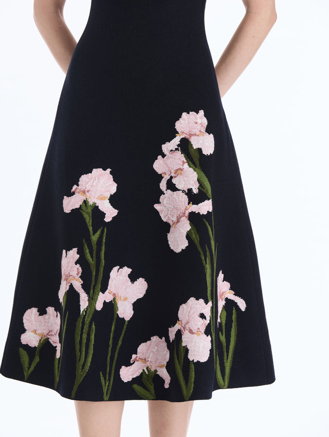 Floral Appliqué Jacquard Dress