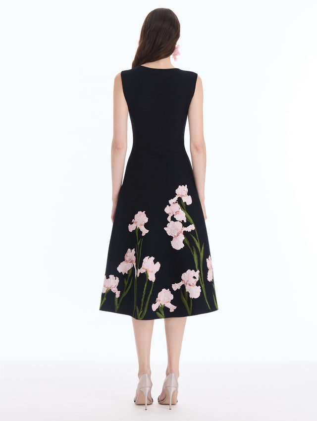 Floral Appliqué Jacquard Dress