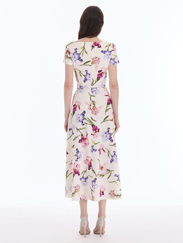 Painted Iris Cotton Poplin Short-Sleeve Dress