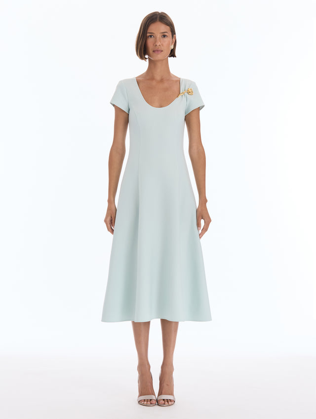 Iris Brooch Wool Dress