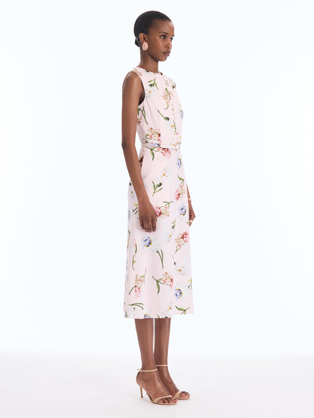 Painted Iris Cotton Poplin Split-Neck Dress