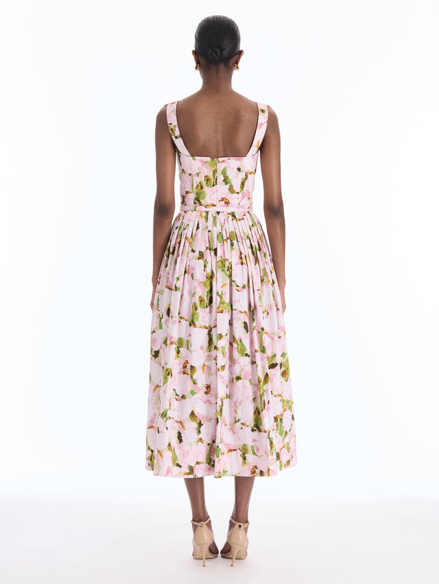 Watercolor Iris Cotton Poplin Sleeveless Dress