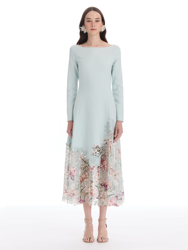 Degradé Iris Guipure Inset Dress