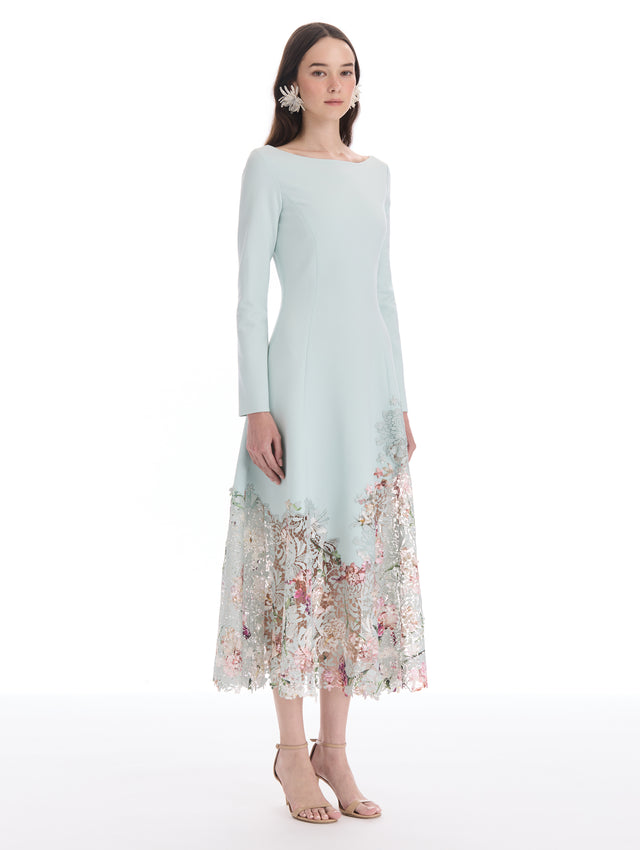 Degradé Iris Guipure Inset Dress