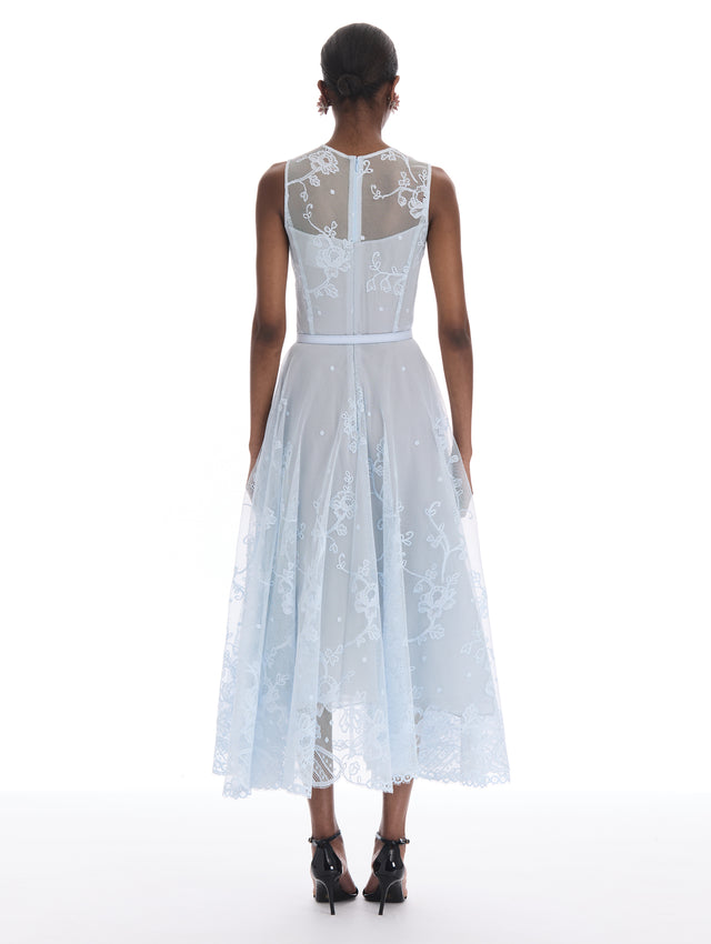 Floral Oscar Embroidered Lace Dress