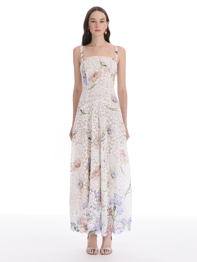 Degradé Iris Guipure Sleeveless Dress