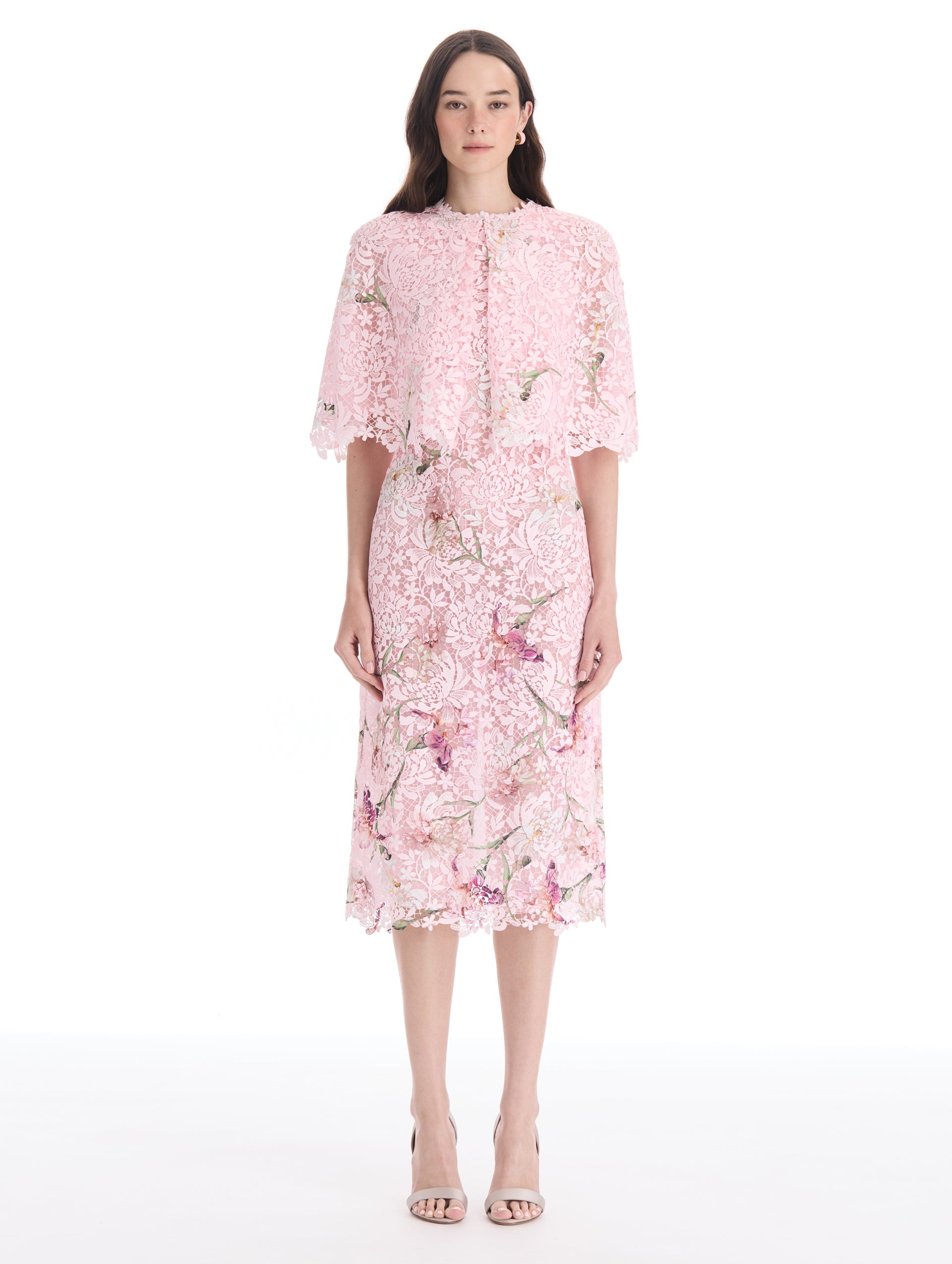 Degradé Iris Guipure Capelet Dress