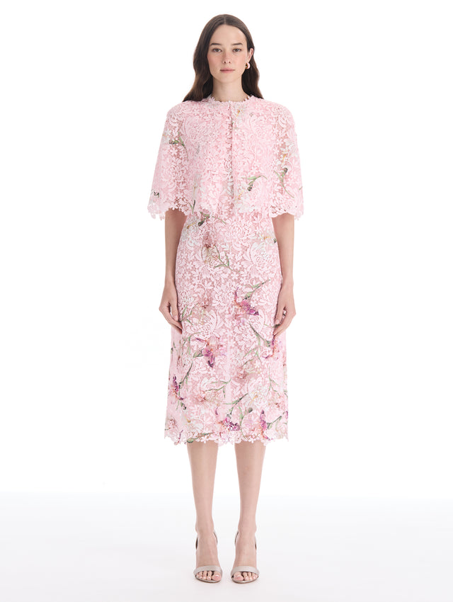 Degradé Iris Guipure Capelet Dress