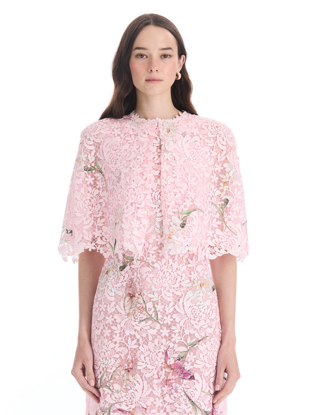 Degradé Iris Guipure Capelet Dress