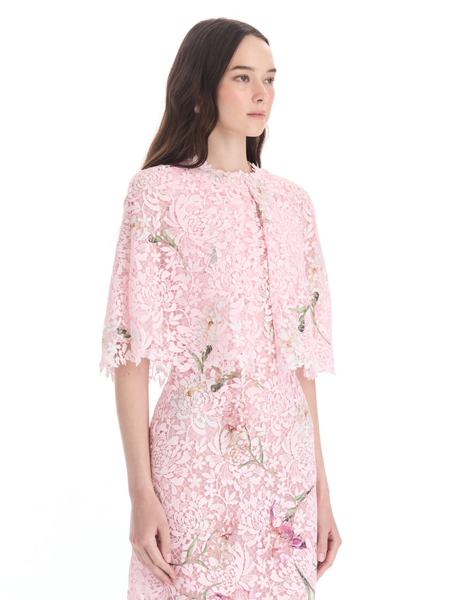Degradé Iris Guipure Capelet Dress