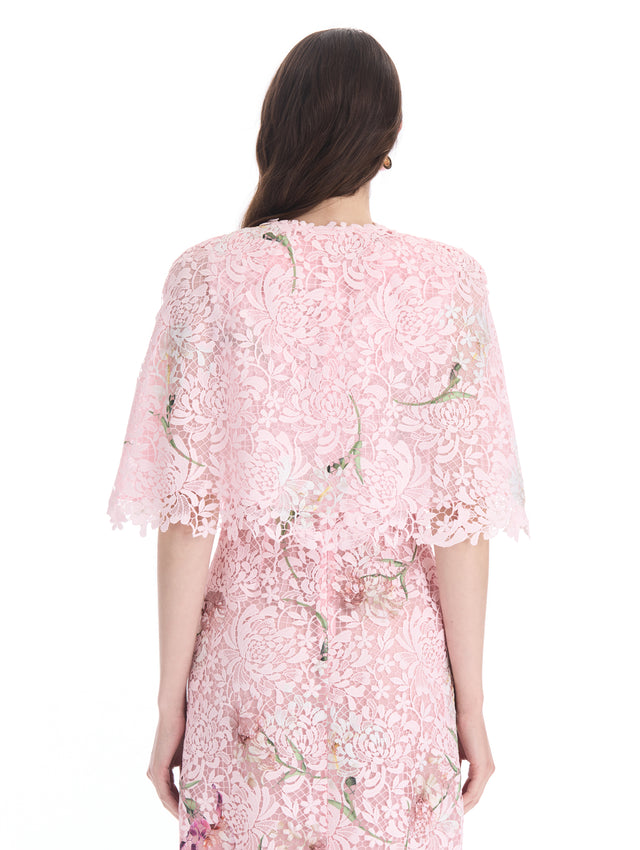 Degradé Iris Guipure Capelet Dress