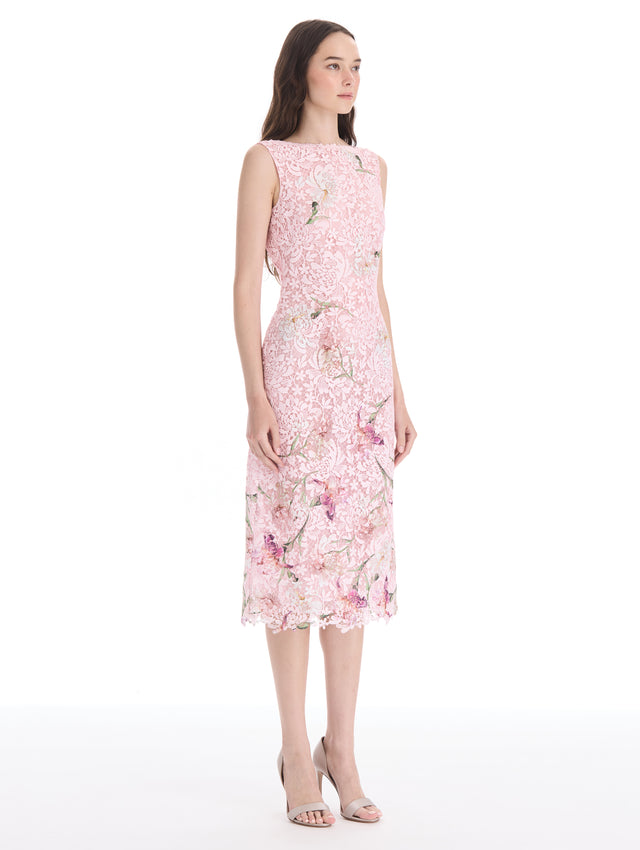 Degradé Iris Guipure Capelet Dress