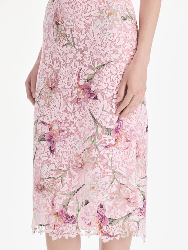 Cape Sleeve Painted Iris Degrade Lace Day Dress