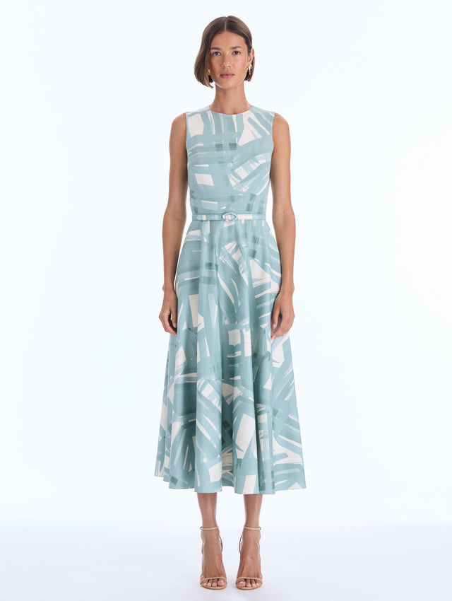 Abstract Plaid Cotton Poplin Dress