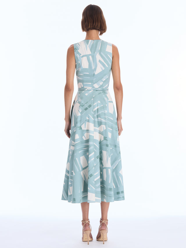 Abstract Plaid Cotton Poplin Dress