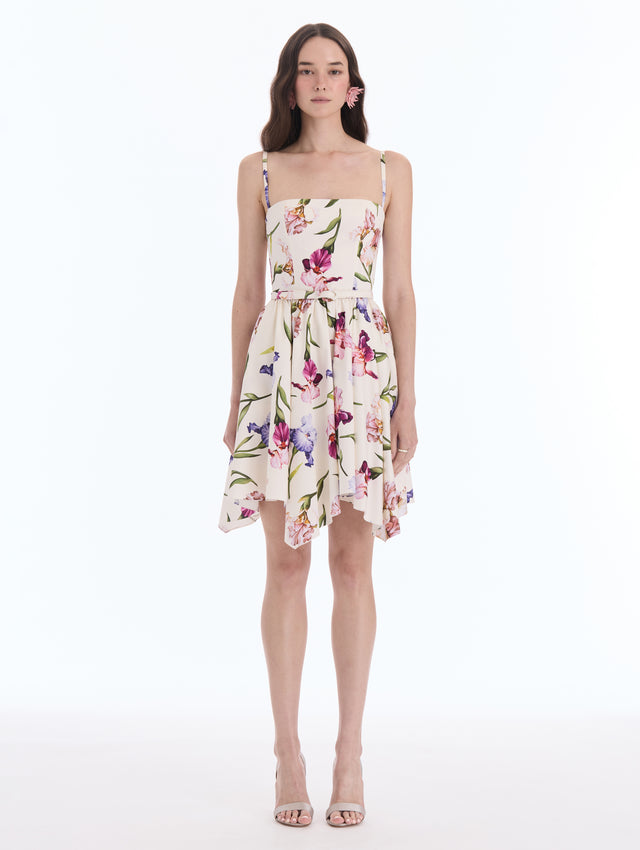 Painted Iris Cotton Poplin Mini Dress
