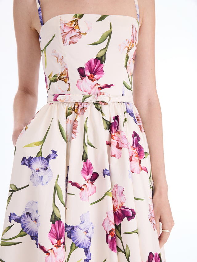 Painted Iris Cotton Poplin Mini Dress