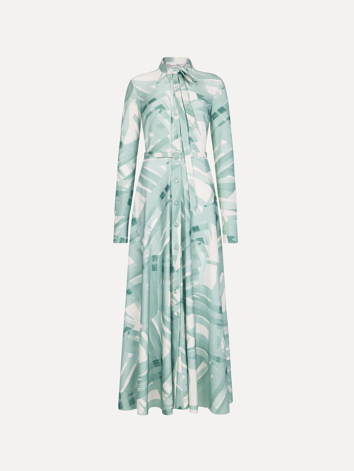 The image depicts a long sleeve stripey plaid jersey day dress. Front view.