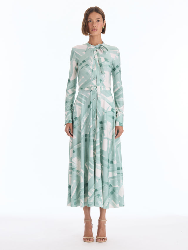Abstract Plaid Jersey Dress