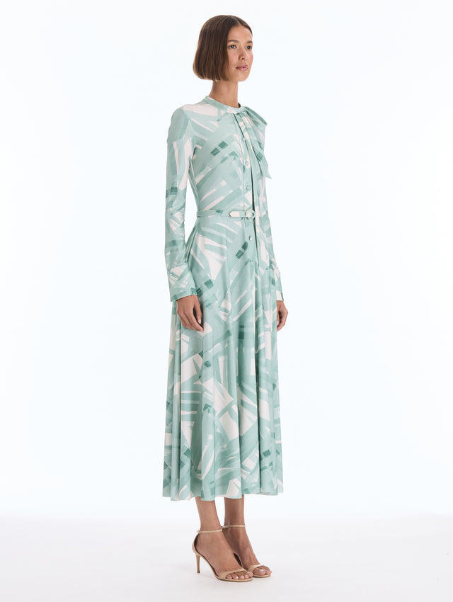 Abstract Plaid Jersey Dress