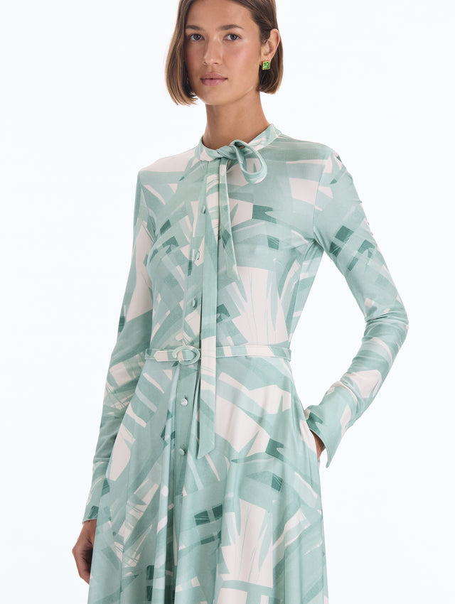 Abstract Plaid Jersey Dress