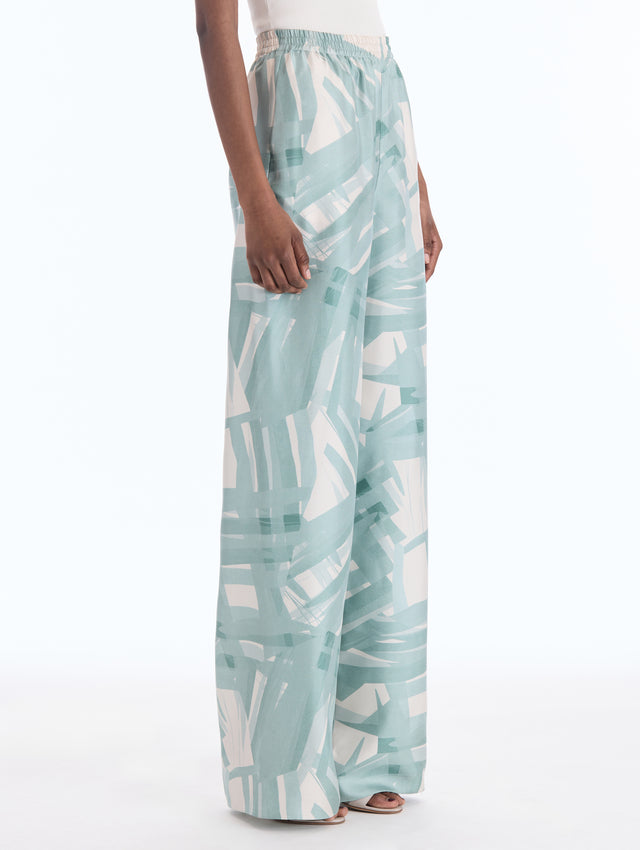 Abstract Plaid Silk Twill Pant