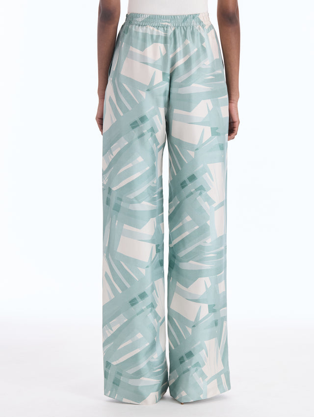 Abstract Plaid Silk Twill Pant