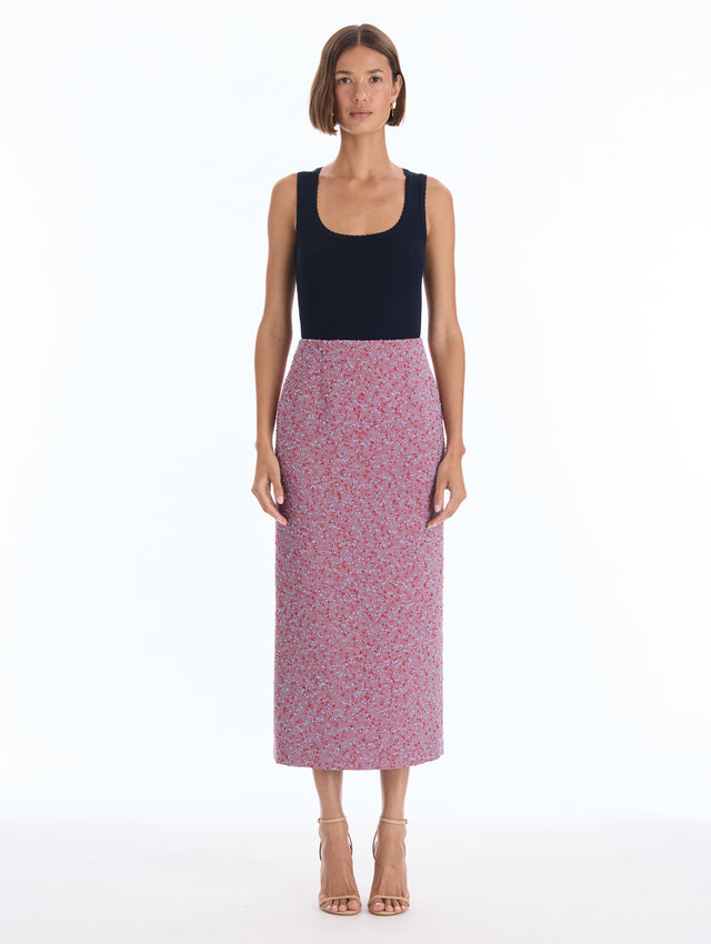 Slub Wool Tweed Pencil Skirt