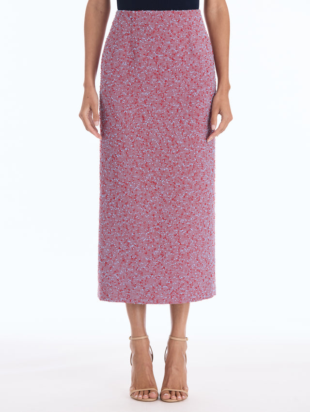 Slub Wool Tweed Pencil Skirt