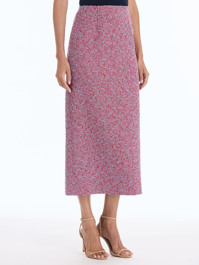 Slub Wool Tweed Pencil Skirt