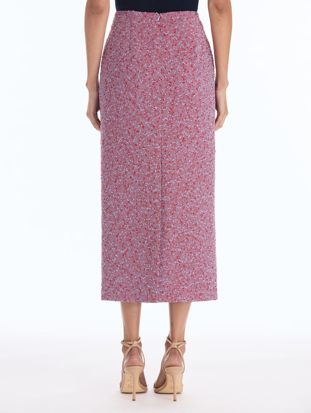 Slub Wool Tweed Pencil Skirt