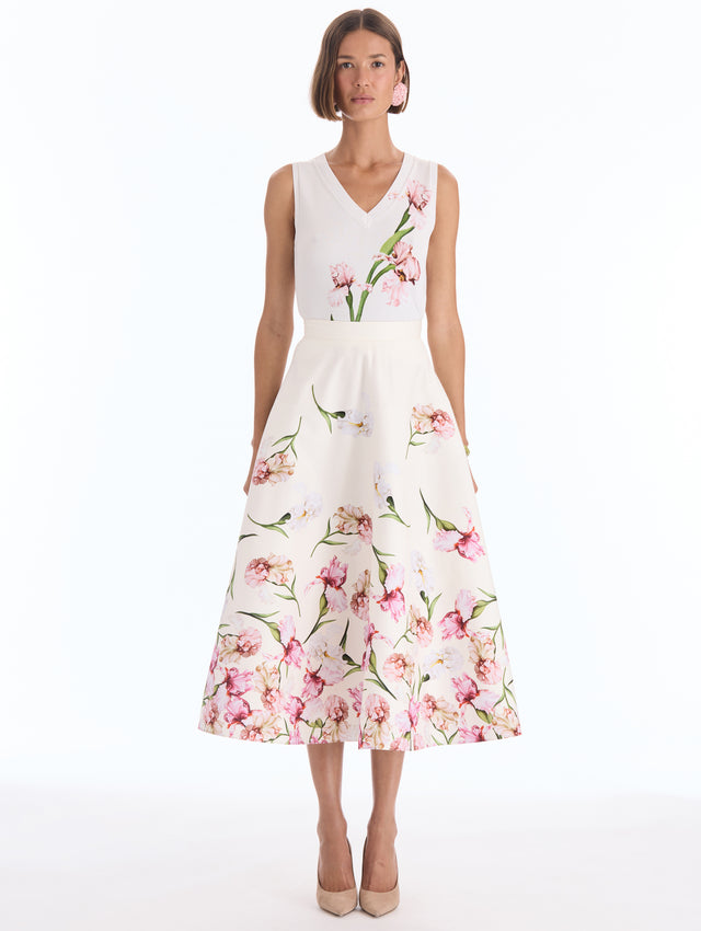 Degradé Painted Iris Cotton Poplin Skirt