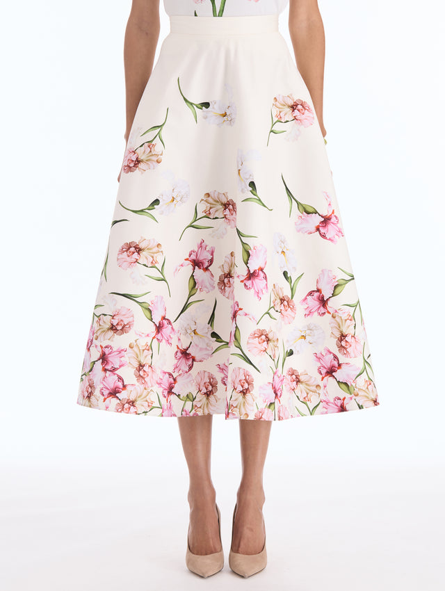 Degradé Painted Iris Cotton Poplin Skirt