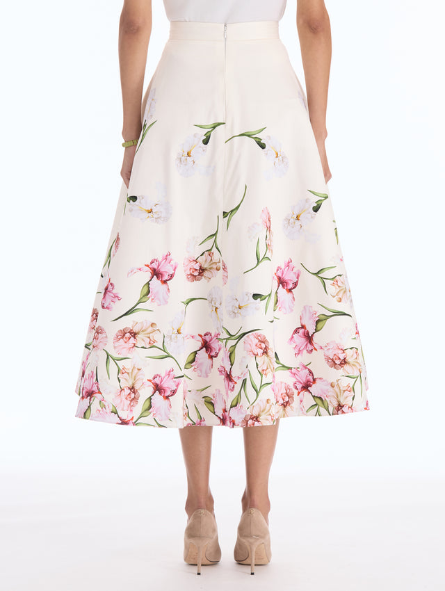 Degradé Painted Iris Cotton Poplin Skirt