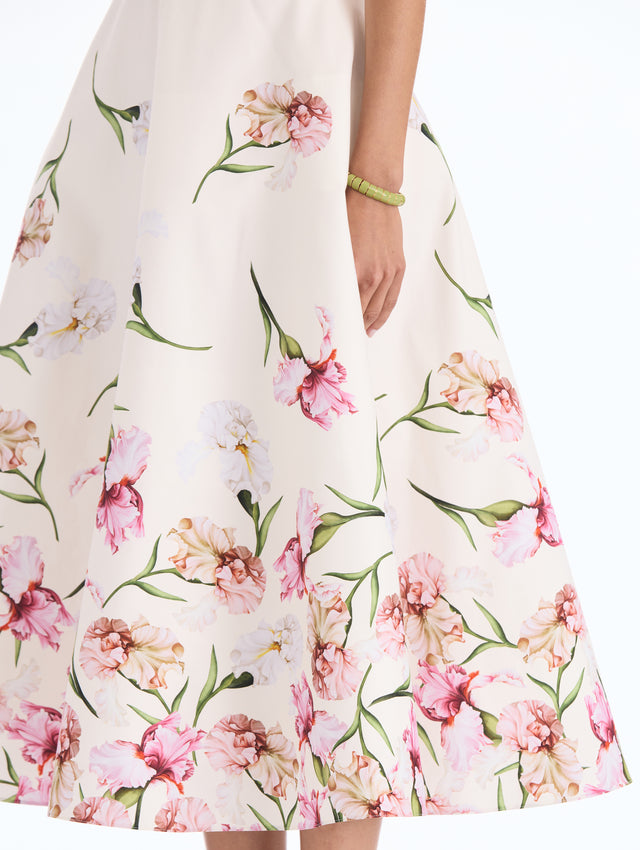 Degradé Painted Iris Cotton Poplin Skirt