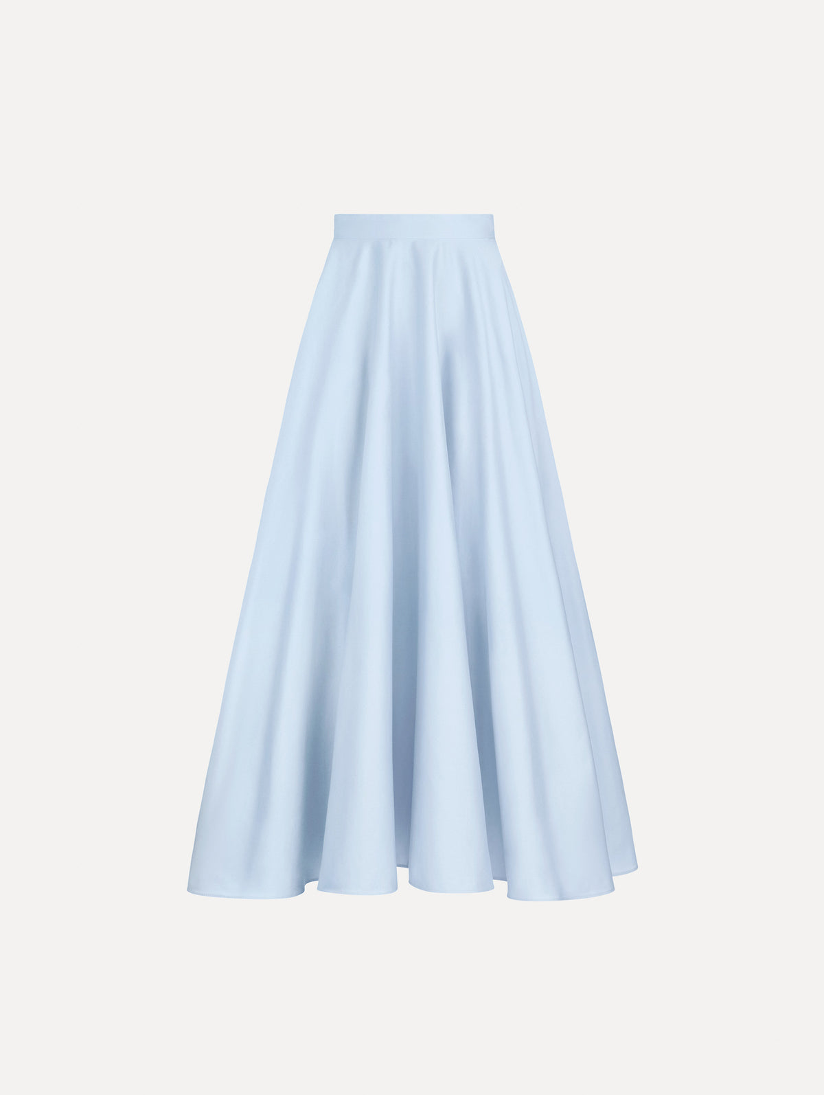 The image depicts a cotton poplin sateen circle skirt. Front view.