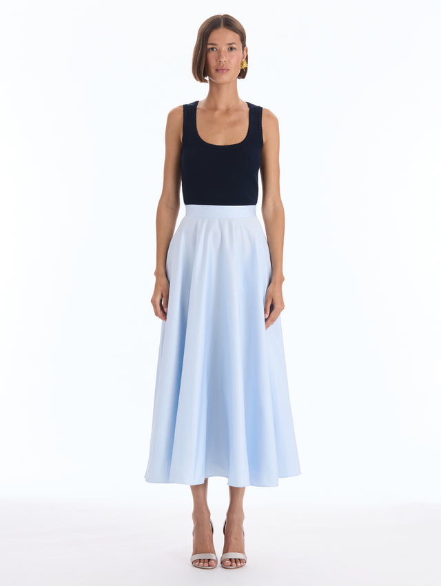 Cotton Poplin Midi Skirt